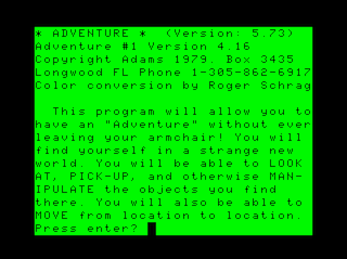 Adventure #1: Adventureland Intro screen #3 (lowercase version)