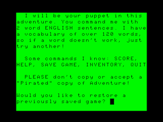 Adventure #2: Pirate Adventure Intro screen #4 (lowercase version)