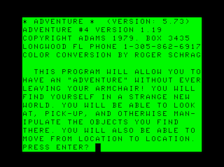 Adventure #4: Voodoo Castle Intro screen #1