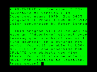 Adventure #4: Voodoo Castle Intro screen #3 (lowercase version)