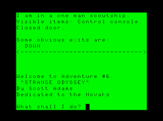 Adventure #6: Strange Odyssey game screen #2 (lowercase version