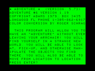 Adventure #6: Strange Odyssey Intro screen #1