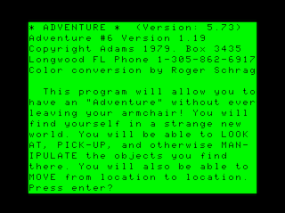 Adventure #6: Strange Odyssey Intro screen #3 (lowercase version)