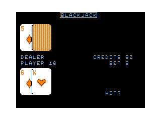 Blackjack game screen