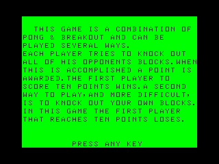 Brick Pong intro screen