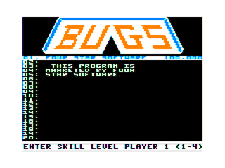 Bugs Skill selection screen