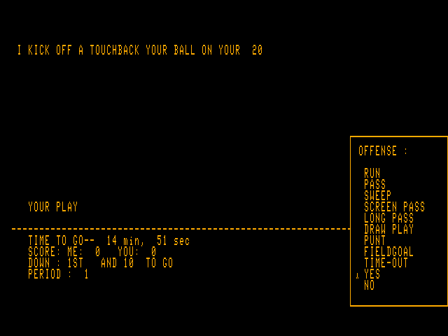 C-Hawk Football game screen