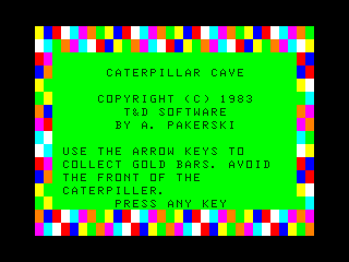 Caterpillar Cave intro screen
