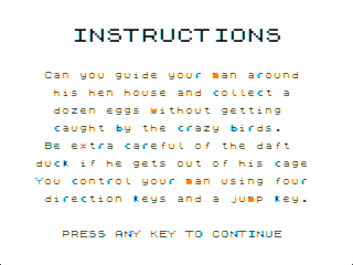 Chuckie Egg intro screen #2