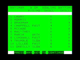 Cricket game screen #2