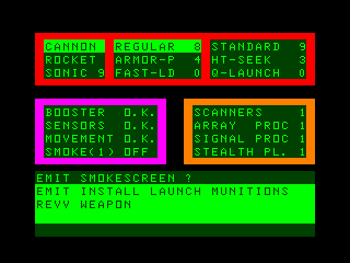 Cyber Tank Tank options screen