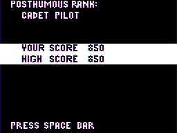 Eliminator current/high score screen