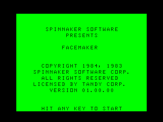Facemaker intro screen