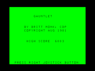 Gauntlet intro screen