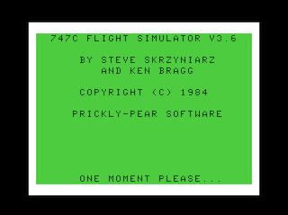 Jumbo Jet (aka 747C Flight Simulator) intro screen #1