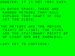 Lunar Lander instructions screen #2