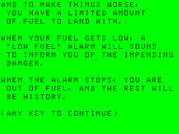 Lunar Lander instructions screen #3