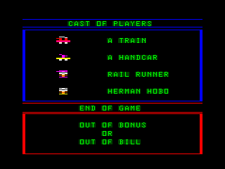 Rail Runner intro screen #2