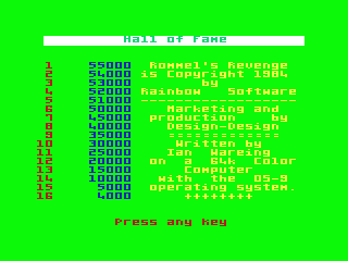 Rommel's Revenge PAL intro screen