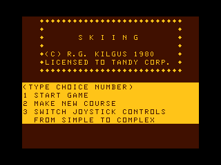 Skiing intro screen