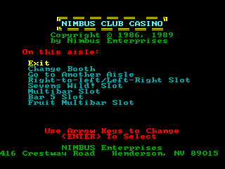 Slots and Cards menu screen #1
