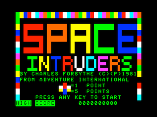 Space Intruders intro screen