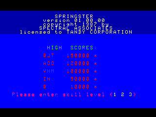 Springster intro screen
