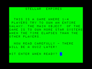 Stellar Empires intro screen #1