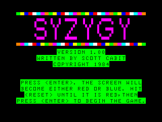 Syzygy intro screen