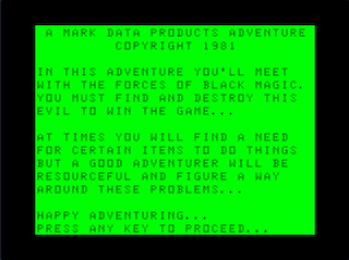 The Black Sanctum intro screen