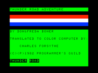 Thunder Road intro screen
