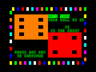 Vegas Gamepak Craps screen