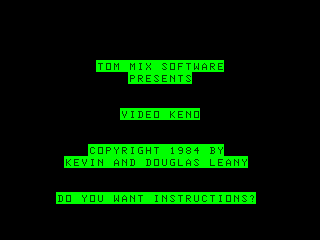 Keno intro screen