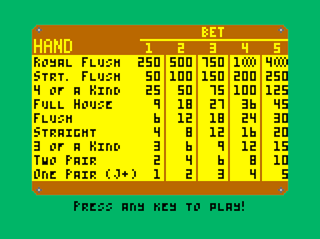 Video Poker (Coco 3 version) intro screen #3
