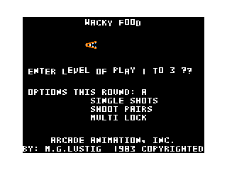 Wacky Food intro screen