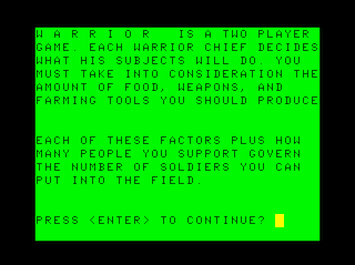 Warrior intro screen #2