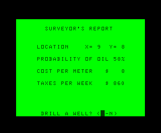 Wildcatting game screen 2