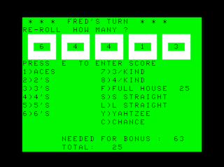 Yahtzee I game screen #4